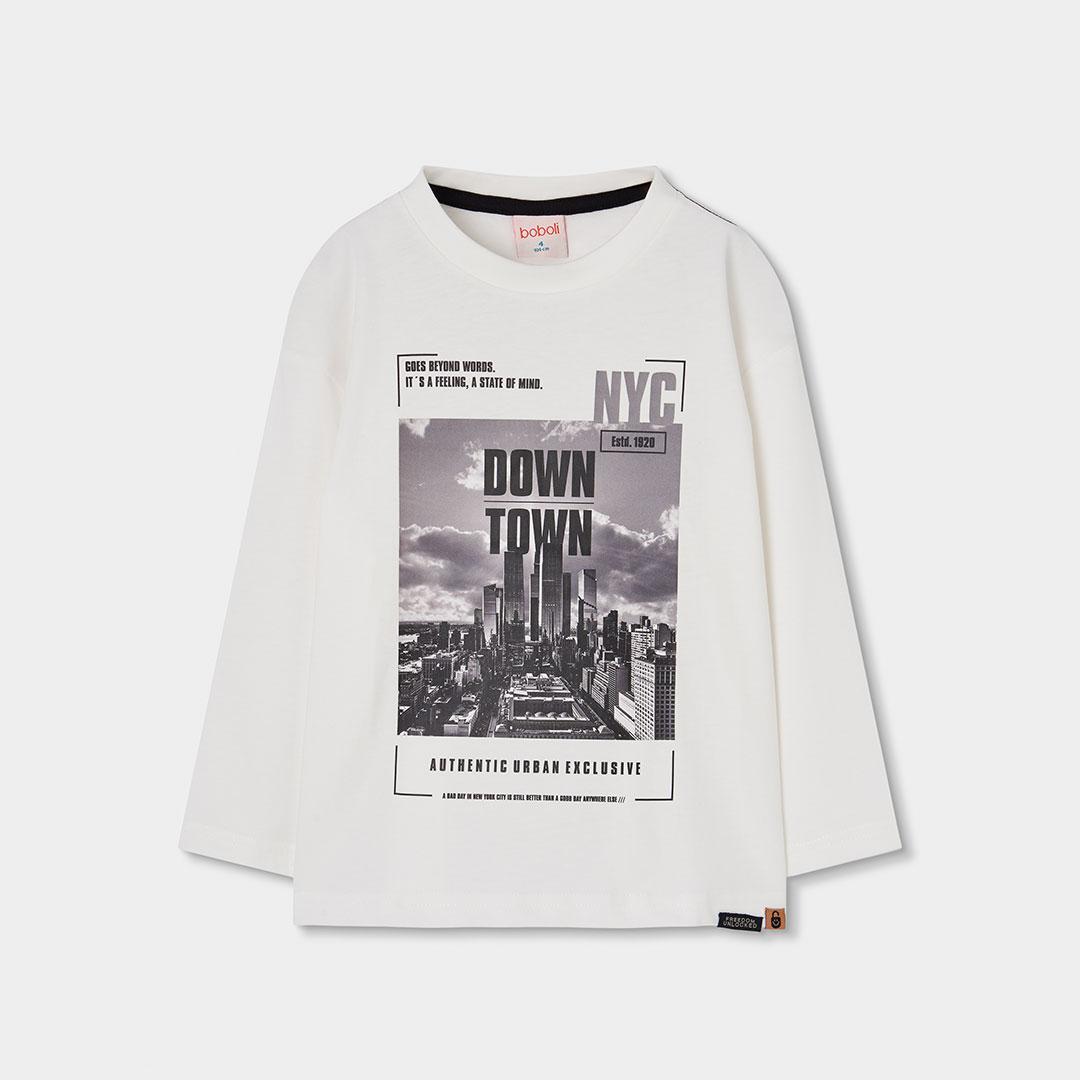 T-shirt garçon en maille imprimé ville NYC, BOBOLI