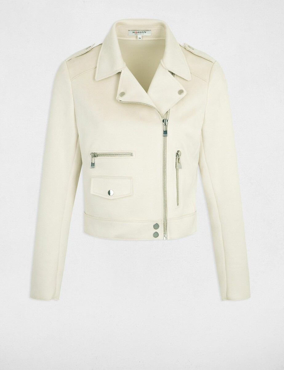Cropped zip up jacket mid season cream Morgan La Redoute