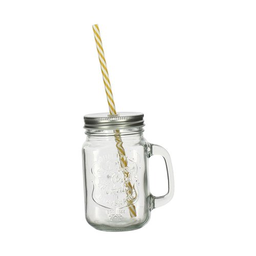 Mug en verre avec paille réutilisable 450ml Couleur transparent