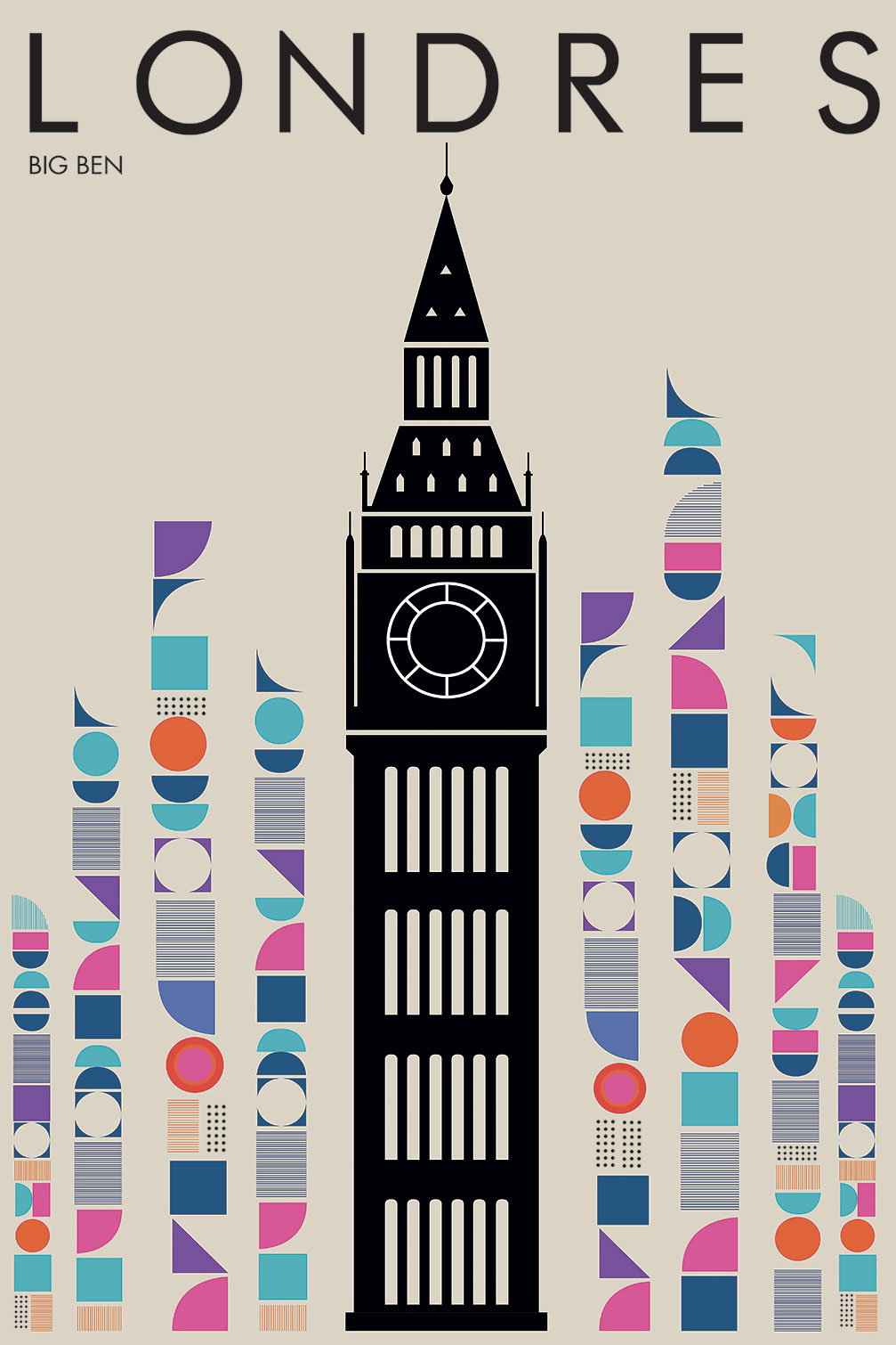 Tableau london big ben retro, HEXOA