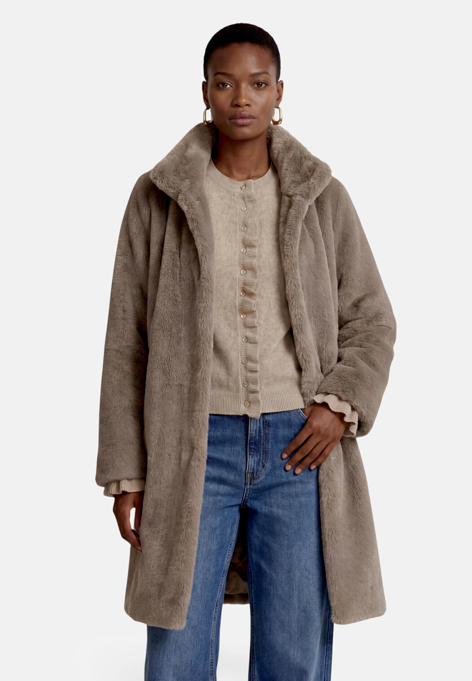 Manteau court à col droit, ZERO