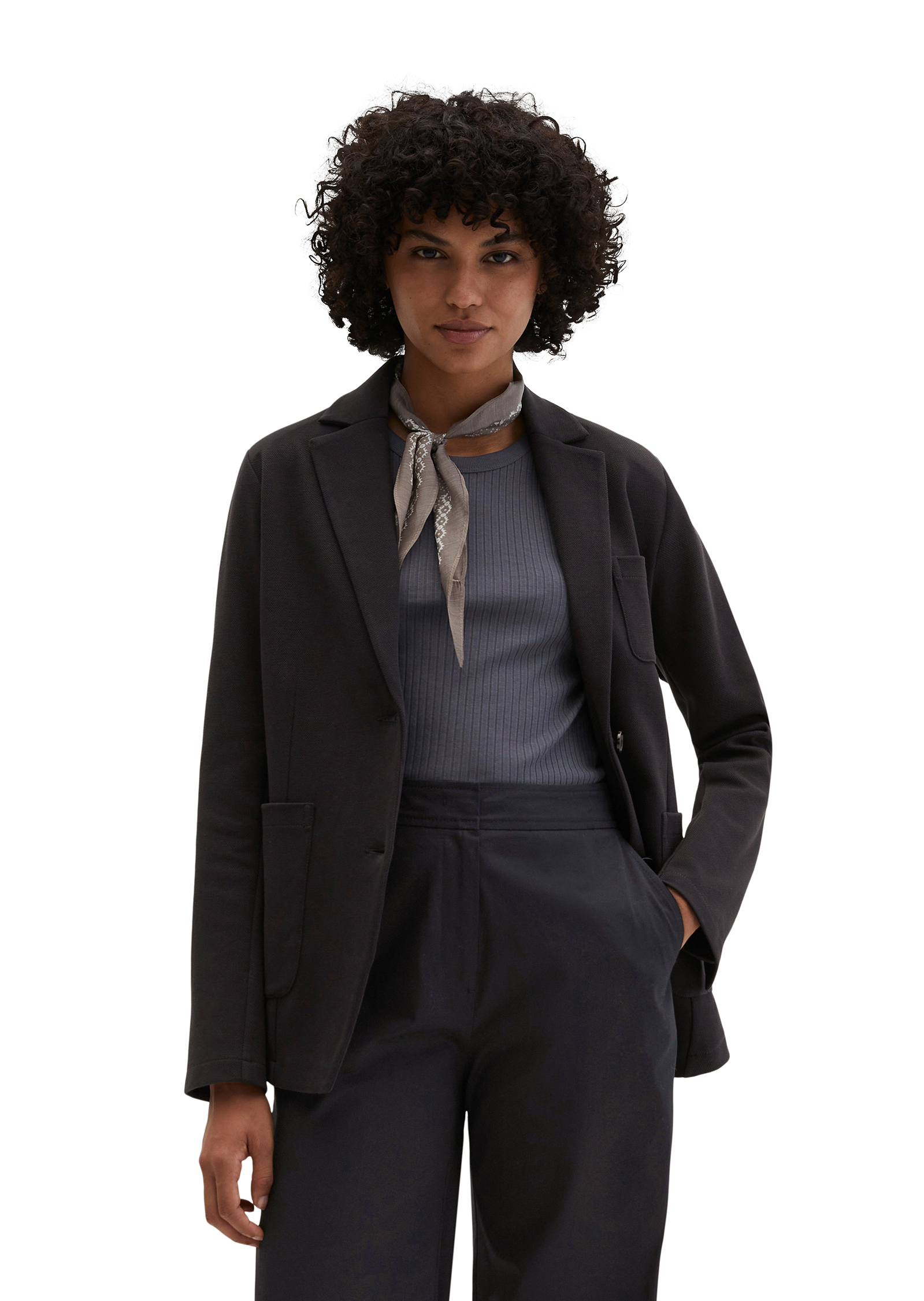 Blazer en jersey piqué regular en mélange de coton organique, MARC O'POLO