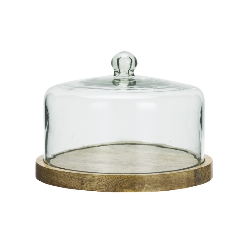 Plateau bois cloche en verre artisanal, MADAM STOLTZ