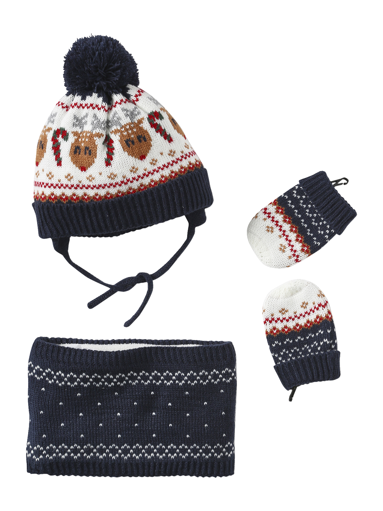 Coffret de Noël "Renne" bébé ensemble bonnet + snood + moufles, VERTBAUDET