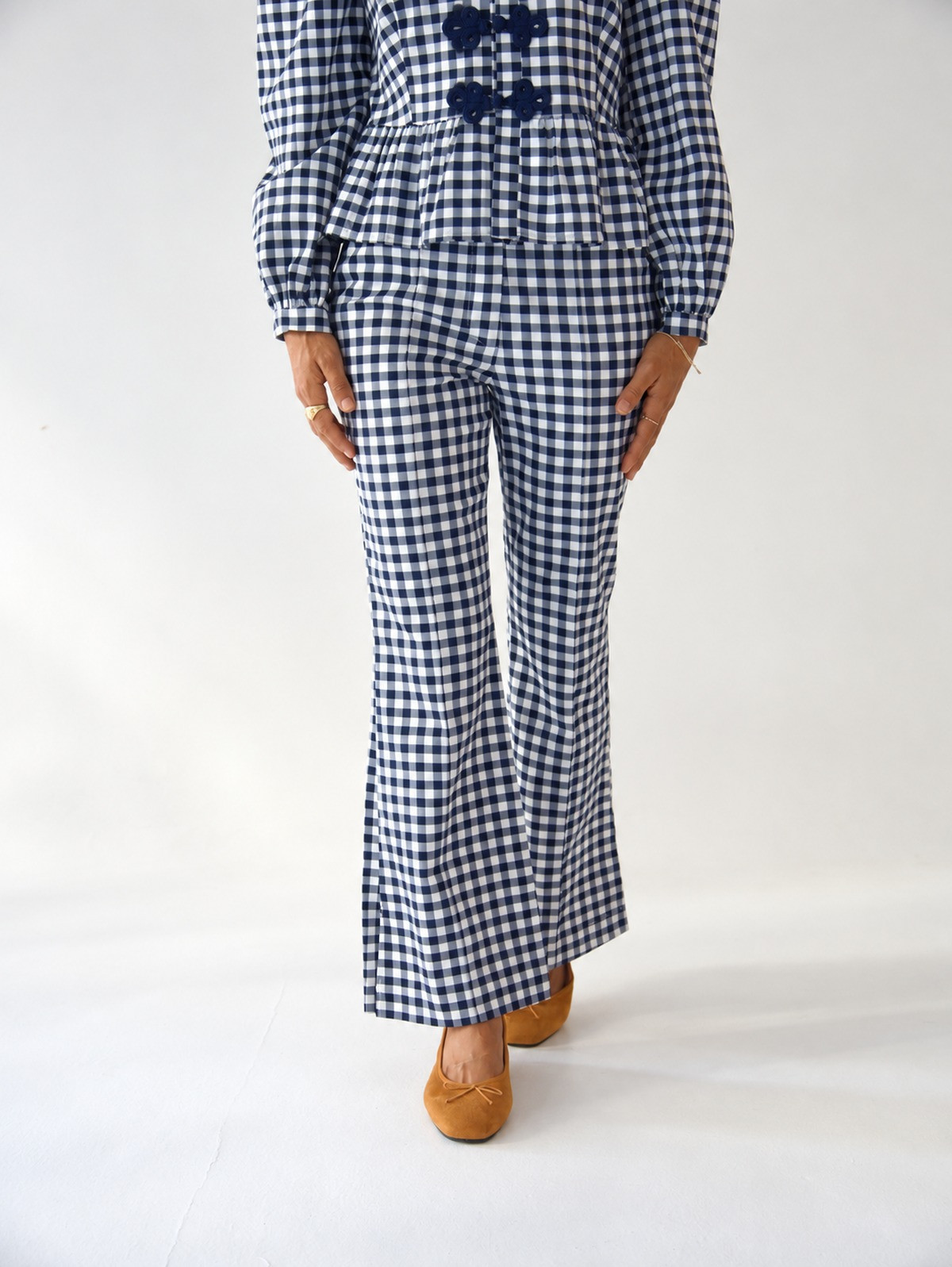 Pantalon vichy taille haute évasé ROME, MINDTRAVELER