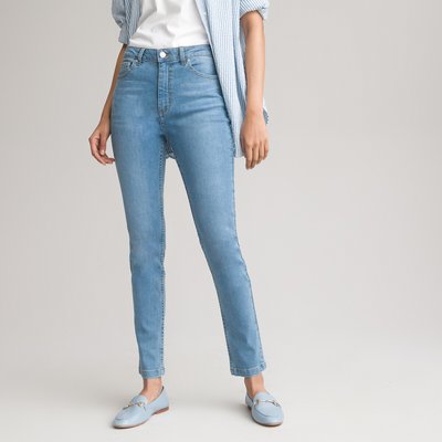 Organic Cotton Jeans in Slim Fit, Mid Rise, Length 27.5" LA REDOUTE COLLECTIONS