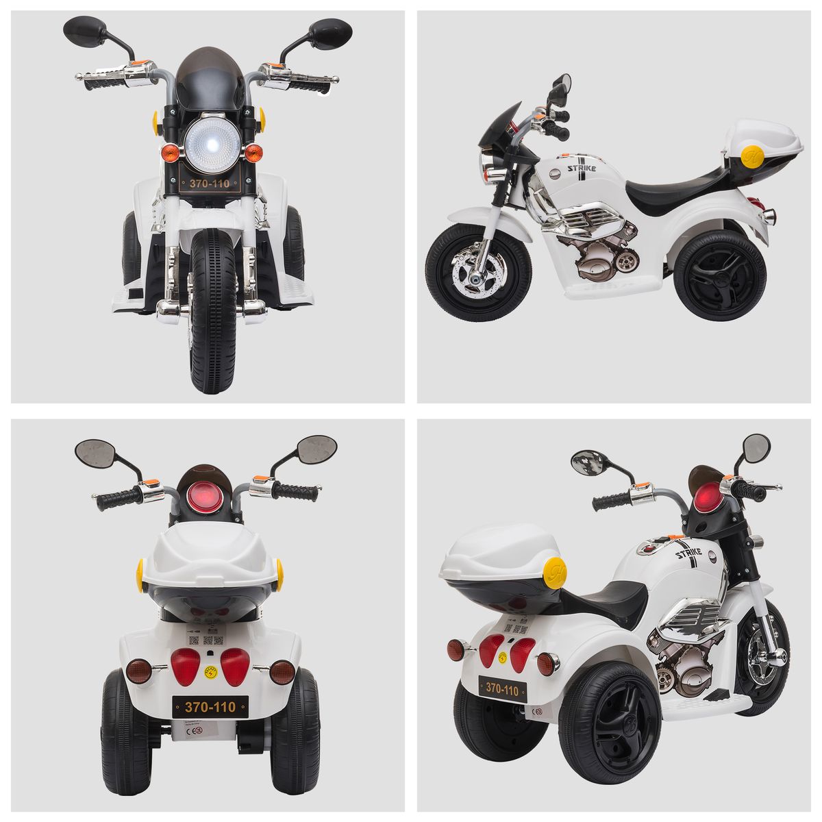 Moto électrique pour enfants scooter 3 roues 6 V 3 Km/h effets lumineux et  sonores top case