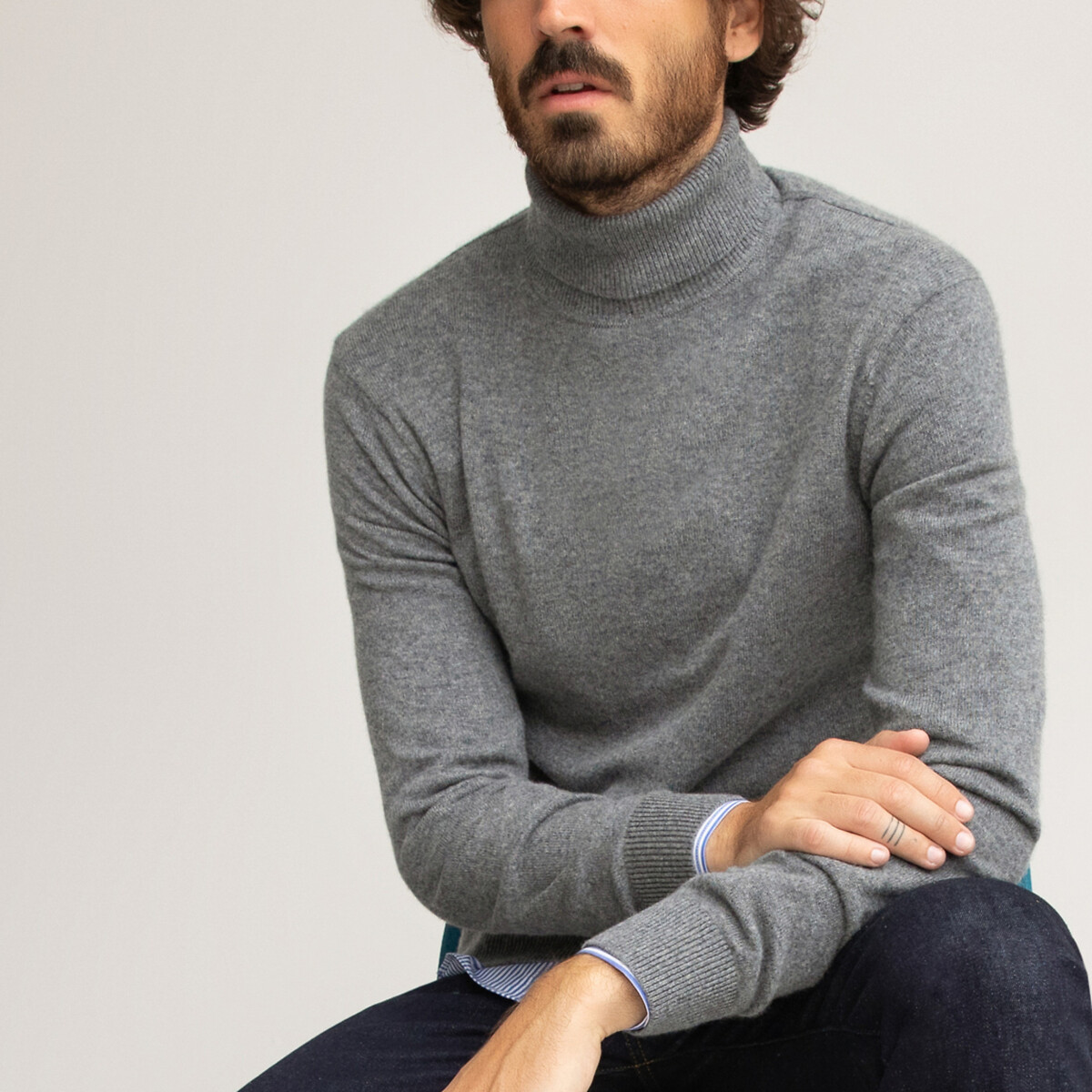 Pull Col Roulé La Redoute Création - Taille L, Couleur Bordeaux/brun/violet, Occasion