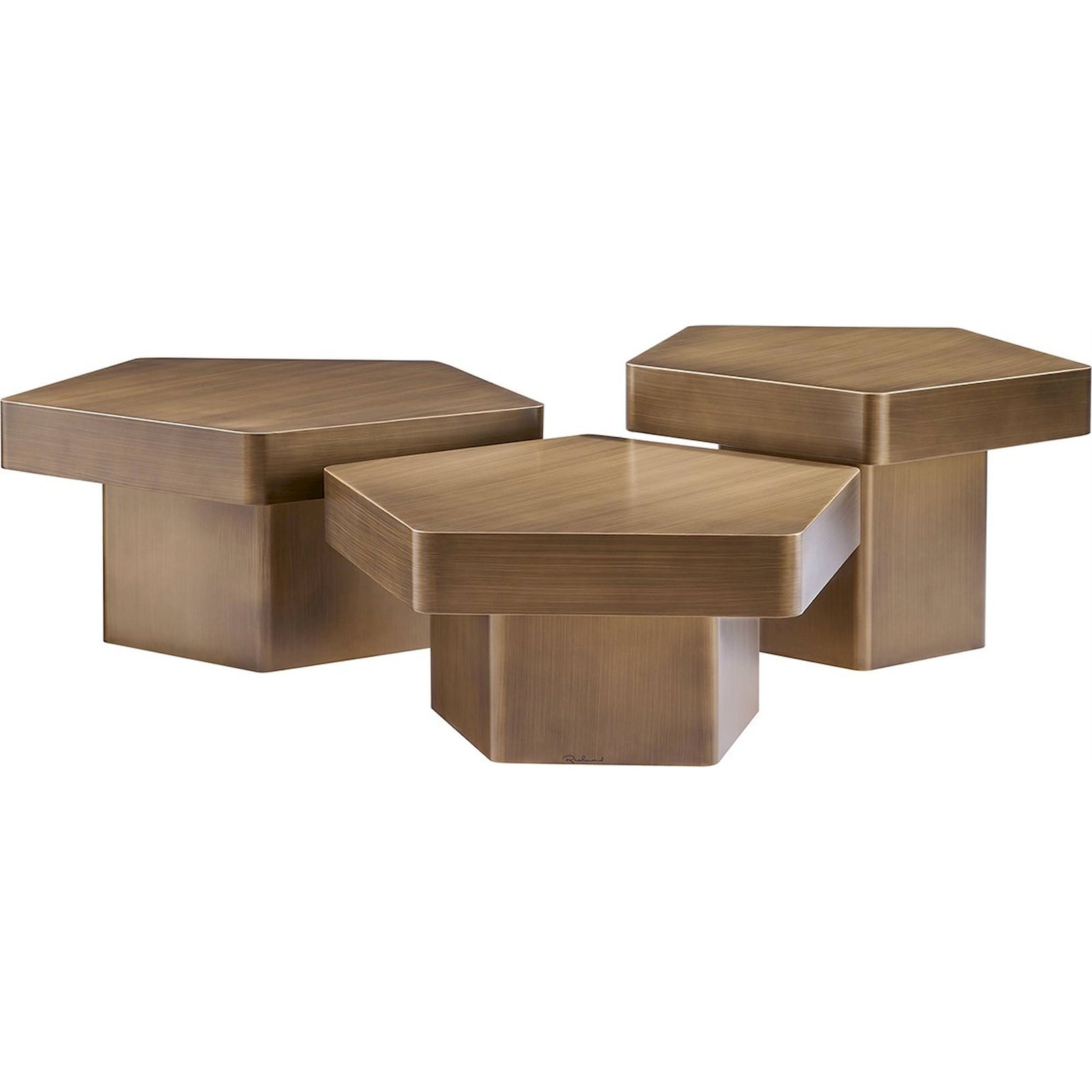 Table basse hexagonale en fer finition dorée, RECOLLECTION