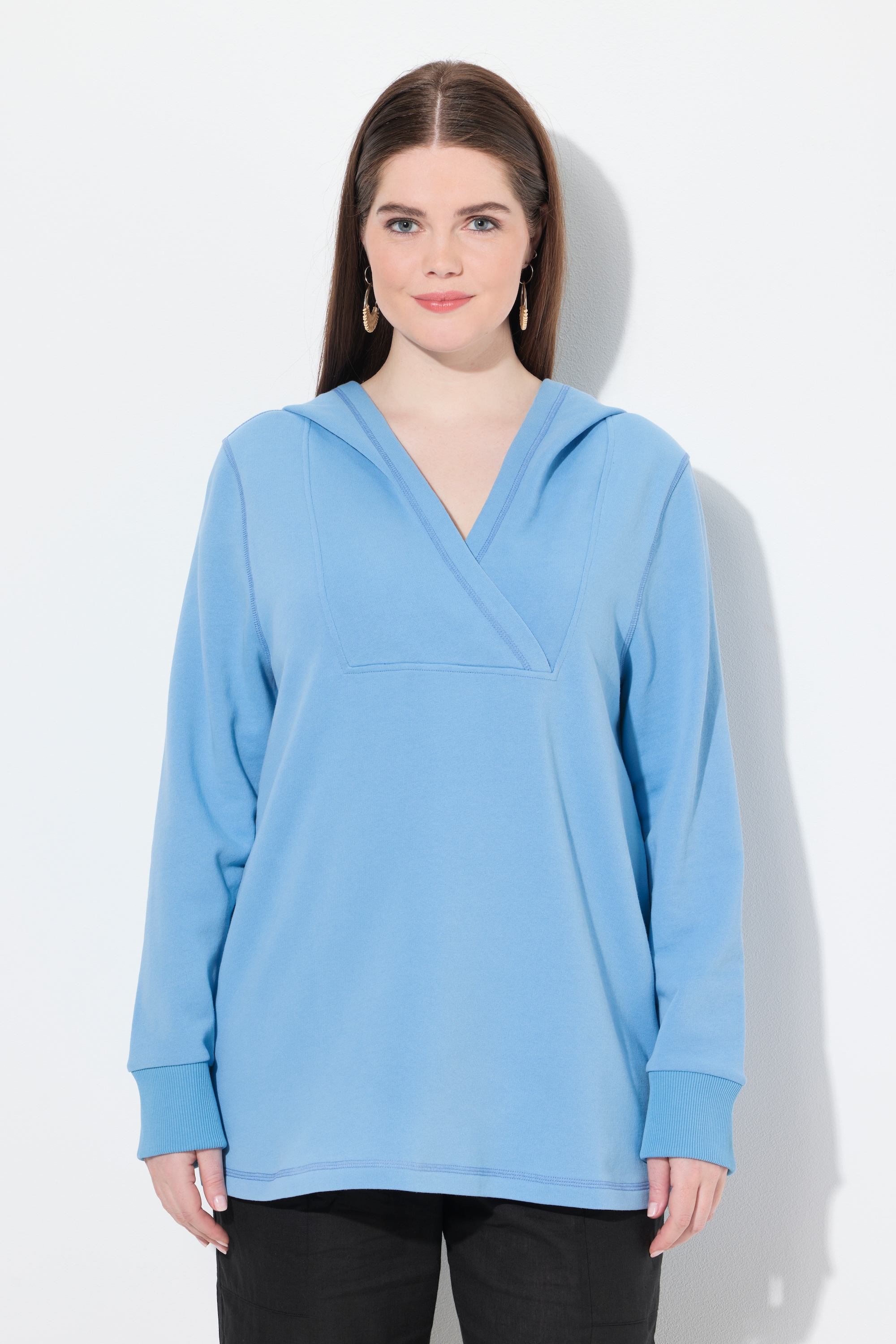 Sweat-shirt à capuche, empiècement col châle, ULLA POPKEN