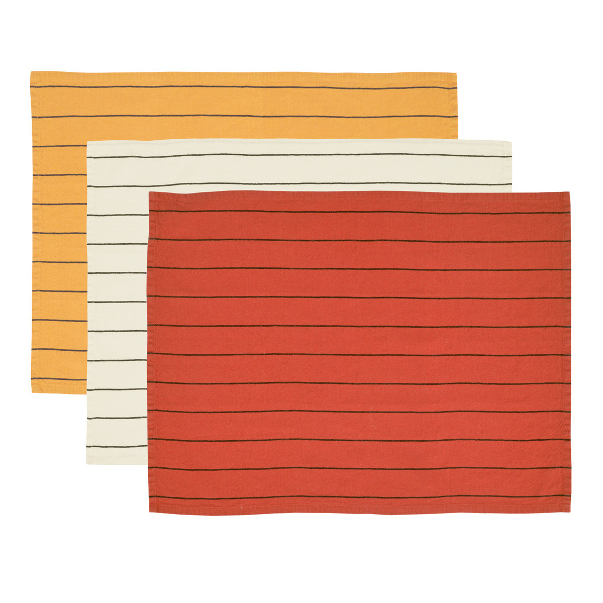Lot de 3 torchons coton/lin fines rayures SOFT STRIPES, SENSEI MAISON