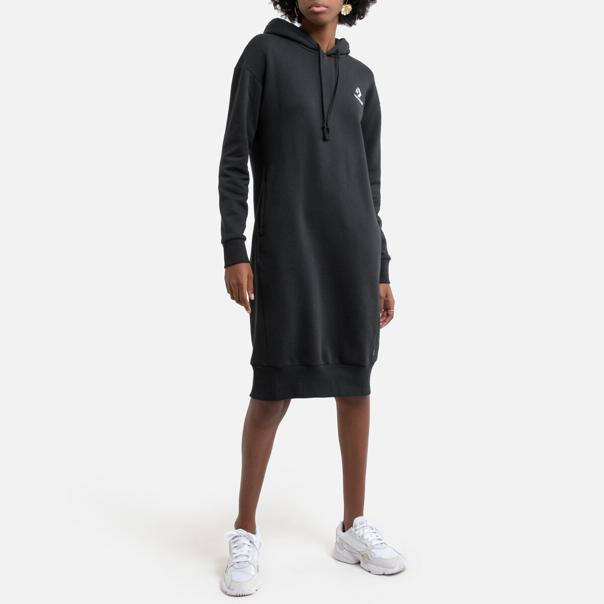 Star chevron hoodie dress in cotton mix 