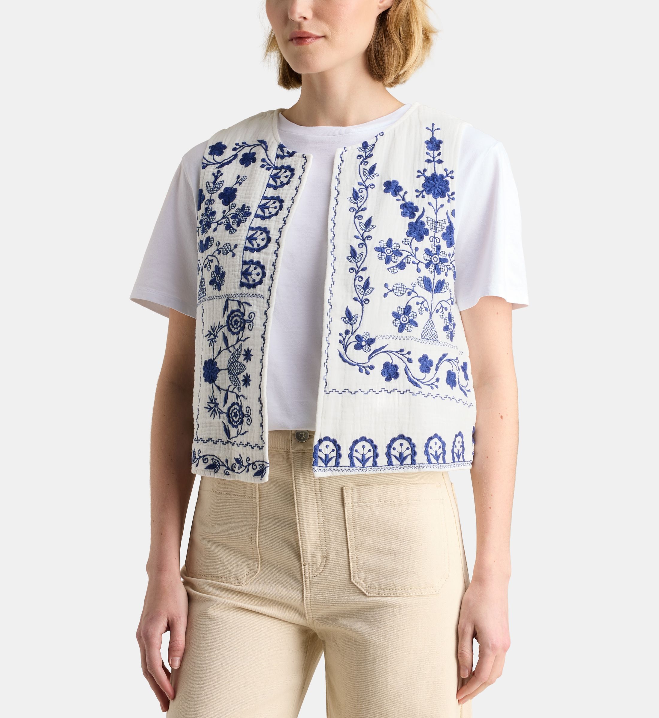 Veste tube elinka broderies coton, GALERIES LAFAYETTE