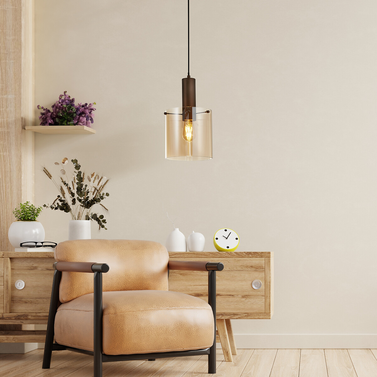 Soka Glass Pendant Light in Amber, SO'HOME