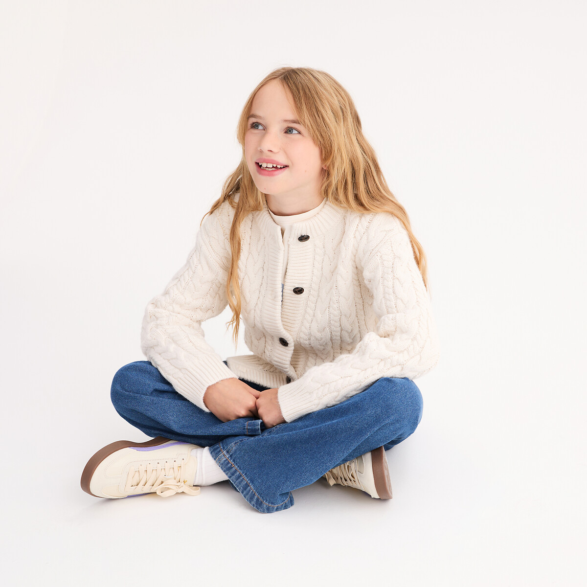 Cardigan in maglia a trecce, LA REDOUTE COLLECTIONS