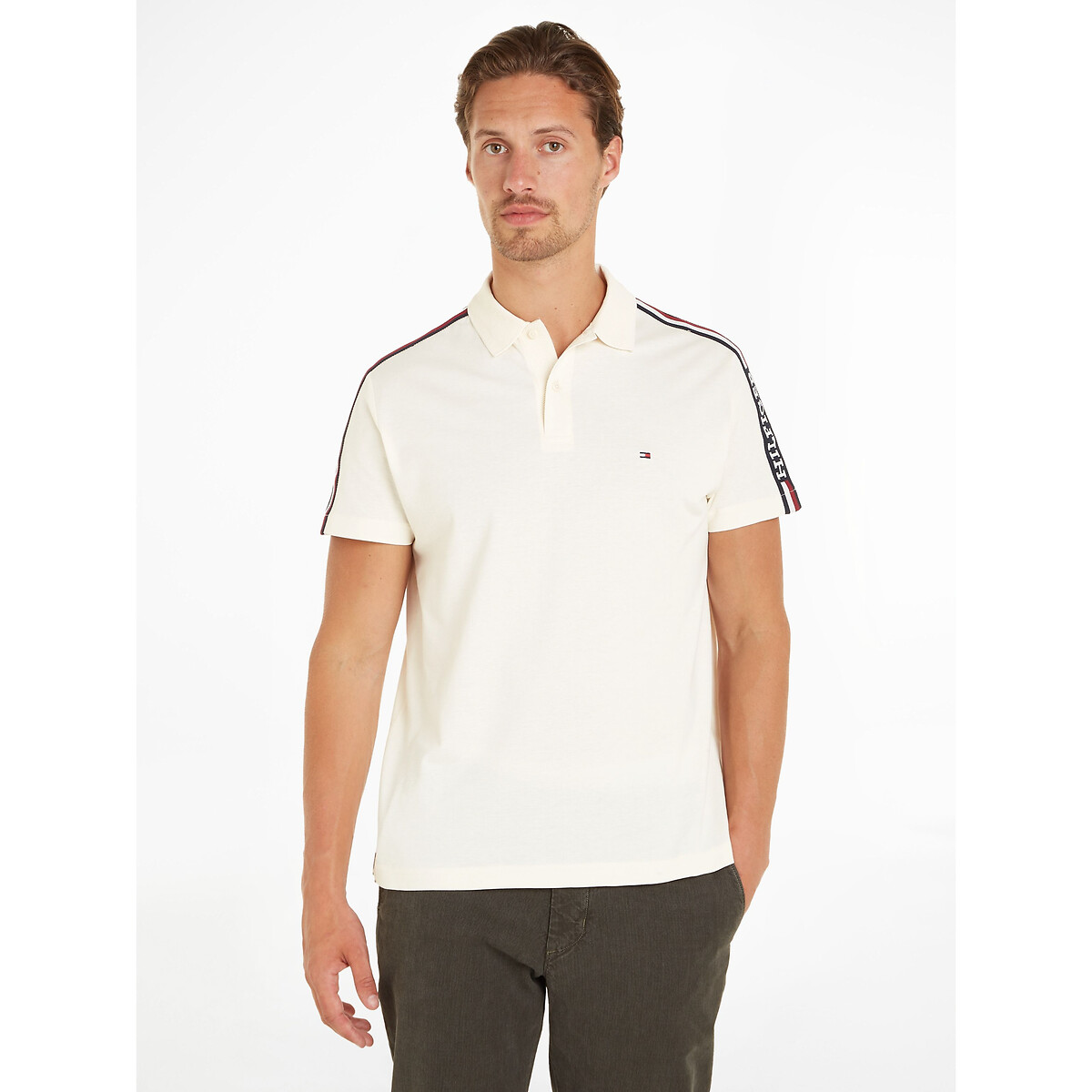 Image of Embroidered Logo Polo Shirt in Cotton Jersey and Regular Fit