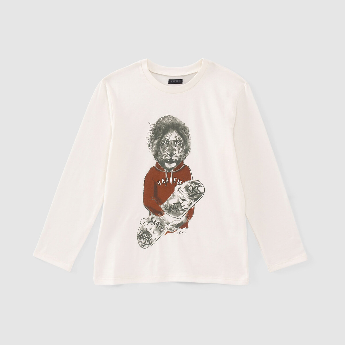 Printed Cotton T-Shirt with Long Sleeves