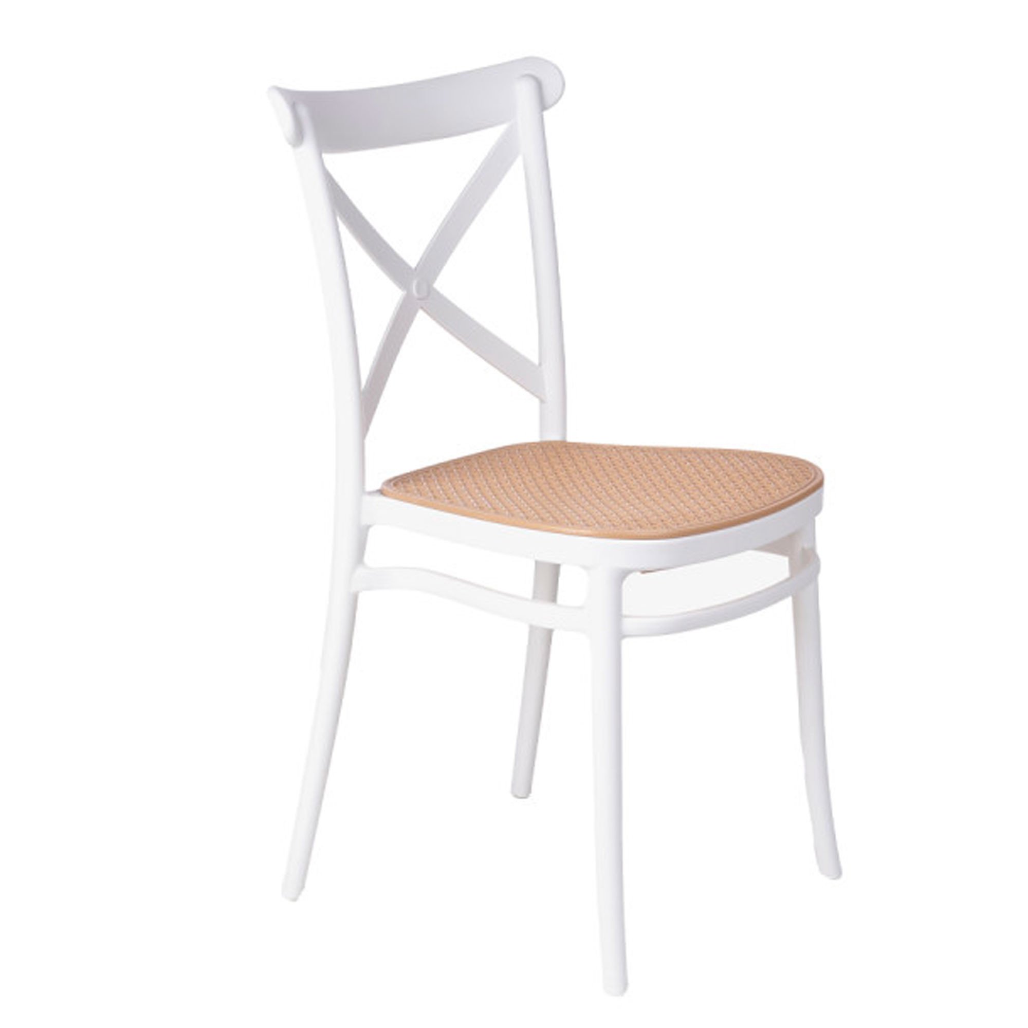 Chaise en plastique blanc et assise effet rotin 51x42x85cm, WADIGA