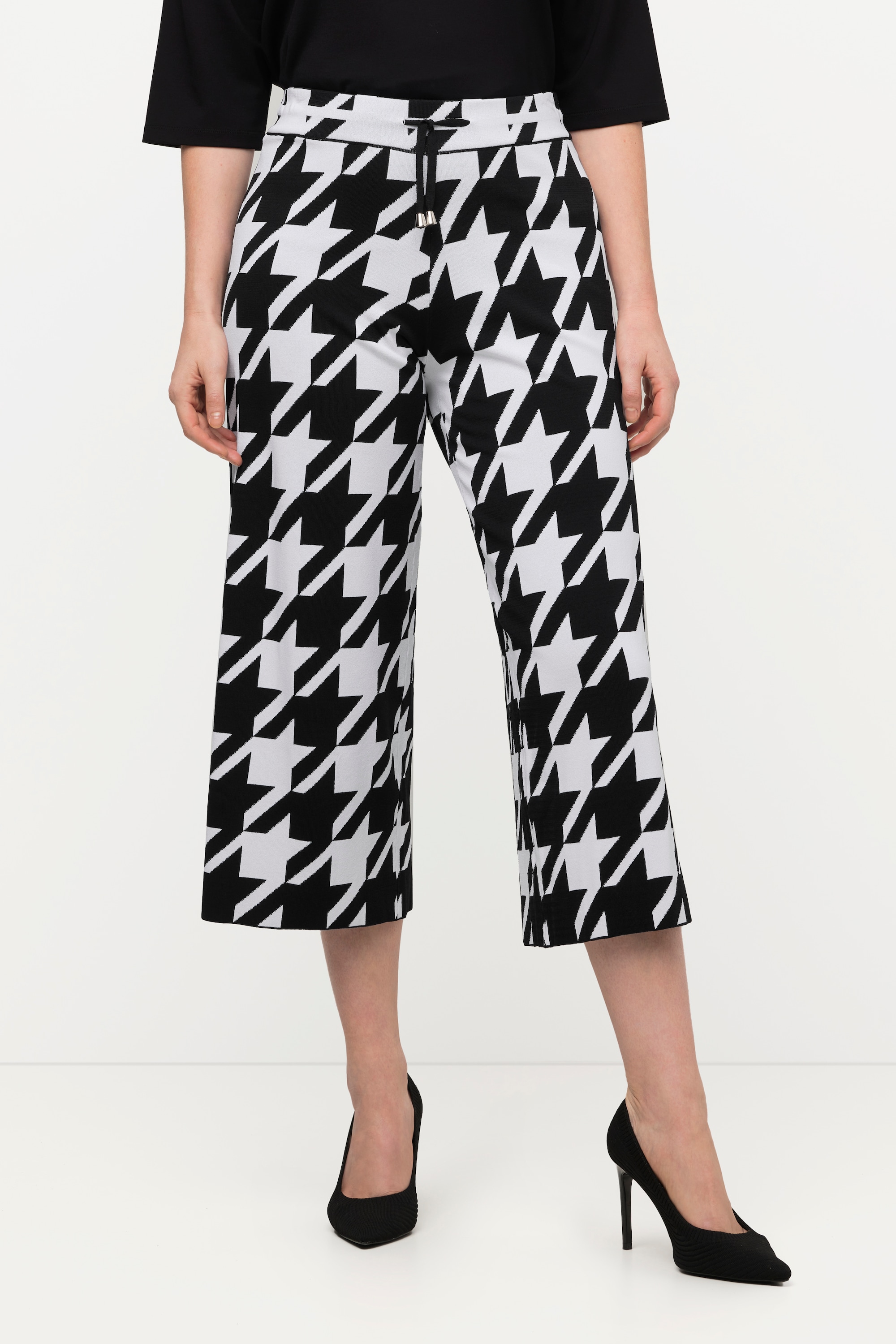 Pantalon en maille, motif pied-de-poule, ULLA POPKEN