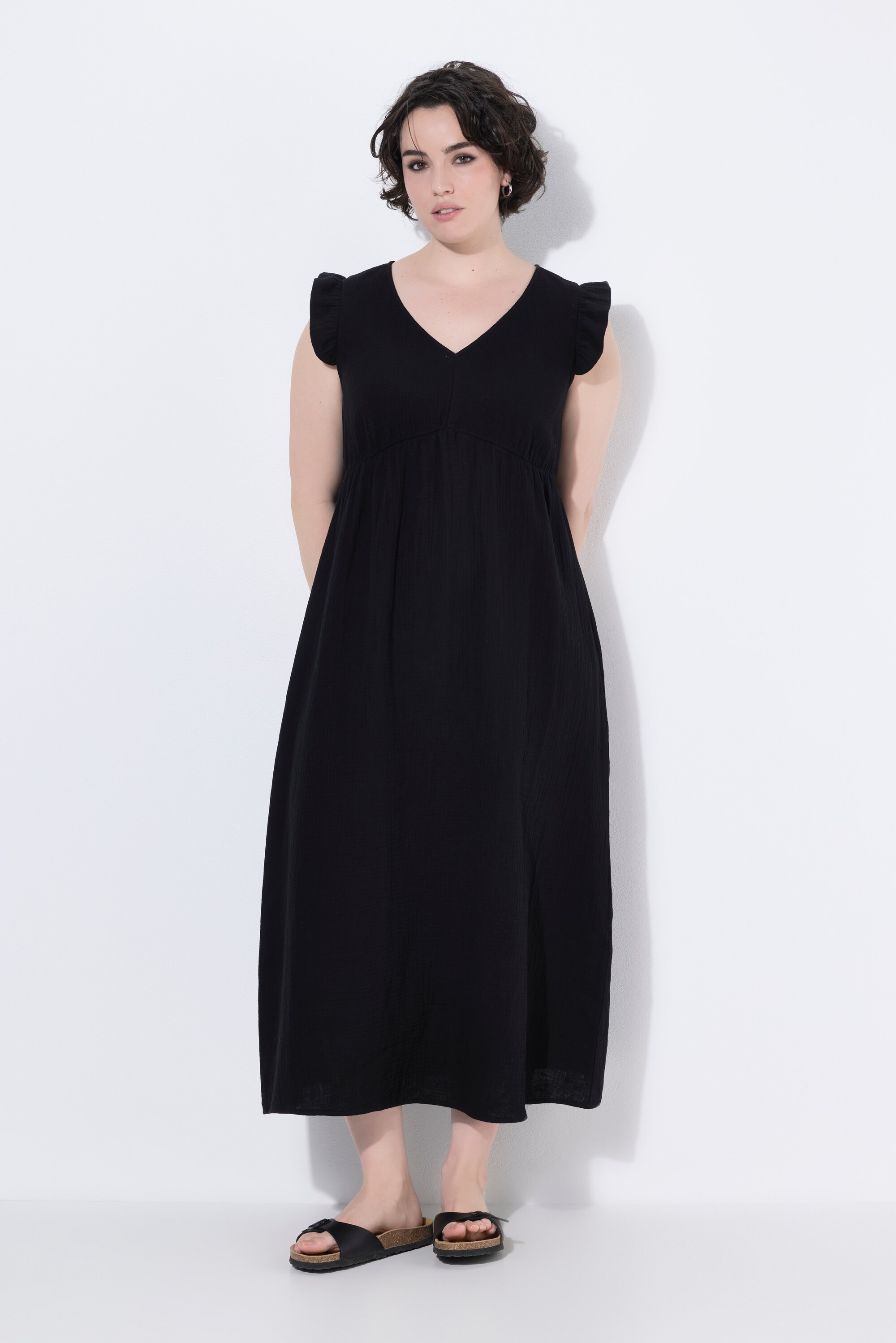 Robe longue, coupe A, col V, ULLA POPKEN