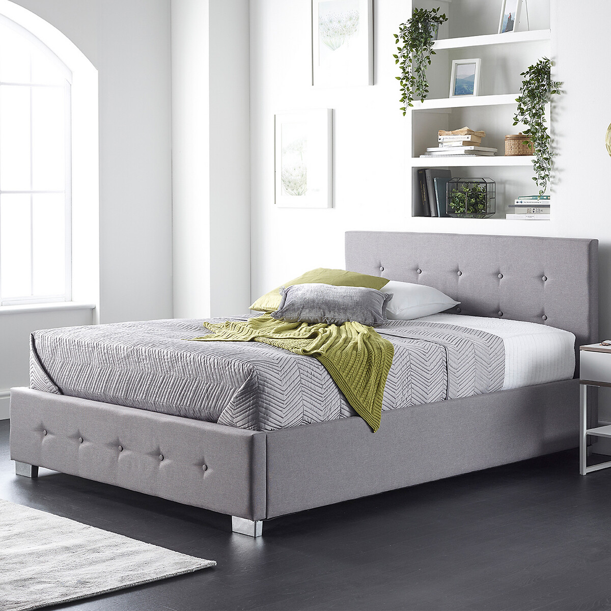 Grey crushed store velvet ottoman bed