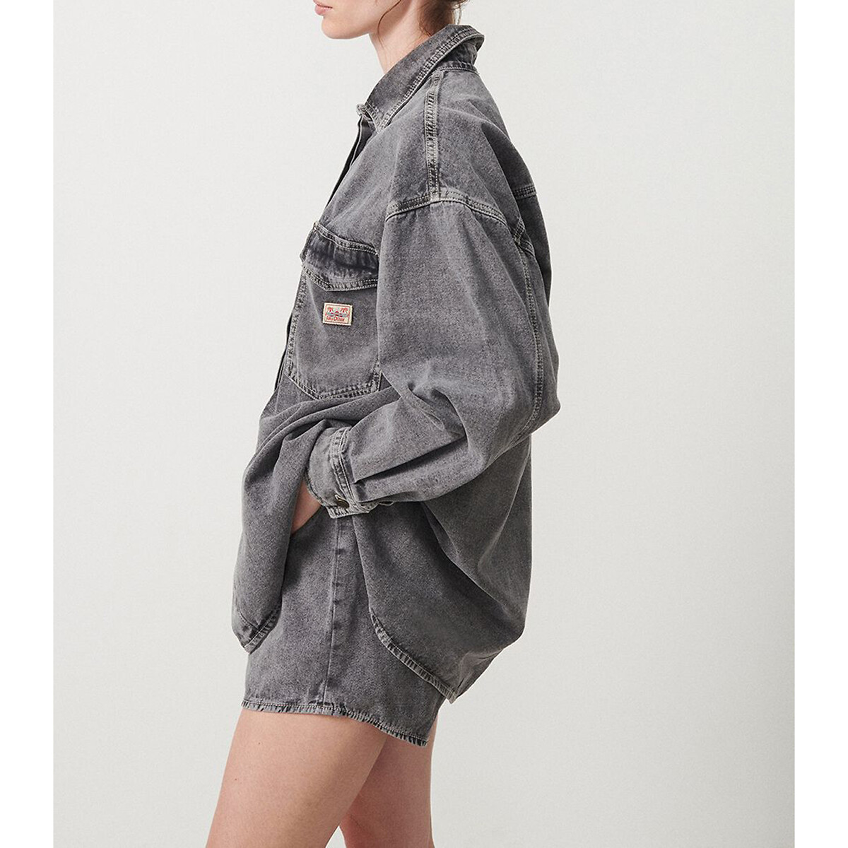 Tunique Grise Délavée Faded Glory Taille M - Style Casual Avec Boutons - Neuf Avec étiquettes