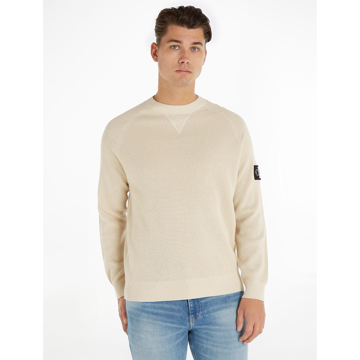Image of Core Badge Cotton Jumper with Raglan Neck