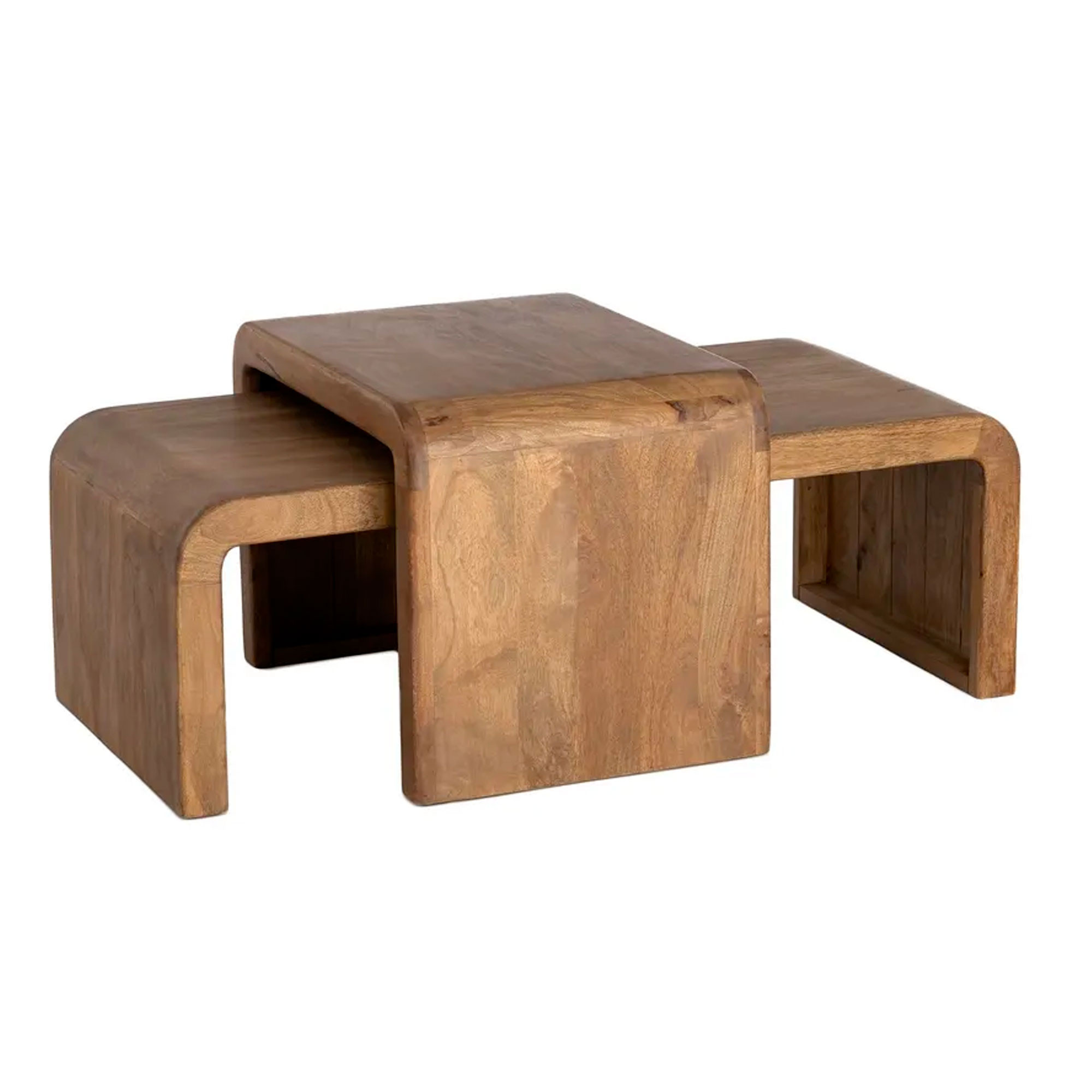 Set de 2 tables basses design en bois de manguier 120x55x40cm, WADIGA