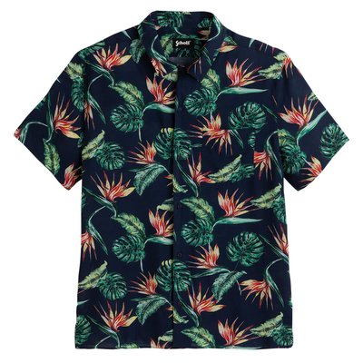 Sh Rivera Shirt with Short Sleeves and Floral Print in Regular Fit SCHOTT