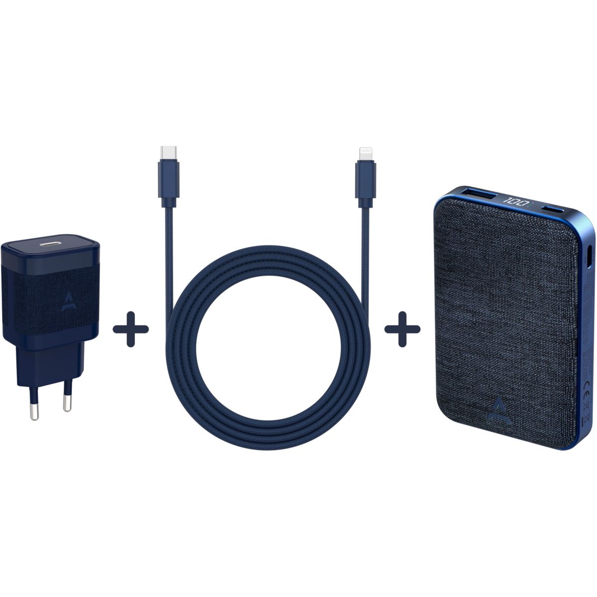 Pack Powerbank + chargeur 30W+USB-C-Lightning, ADEQWAT