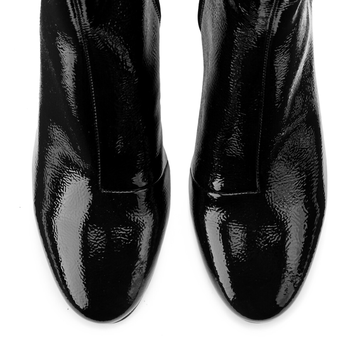 Ботинки LaRedoute Из лакированной жатой кожи тонкий высокий каблук 35 черный, размер 35 - фото 3