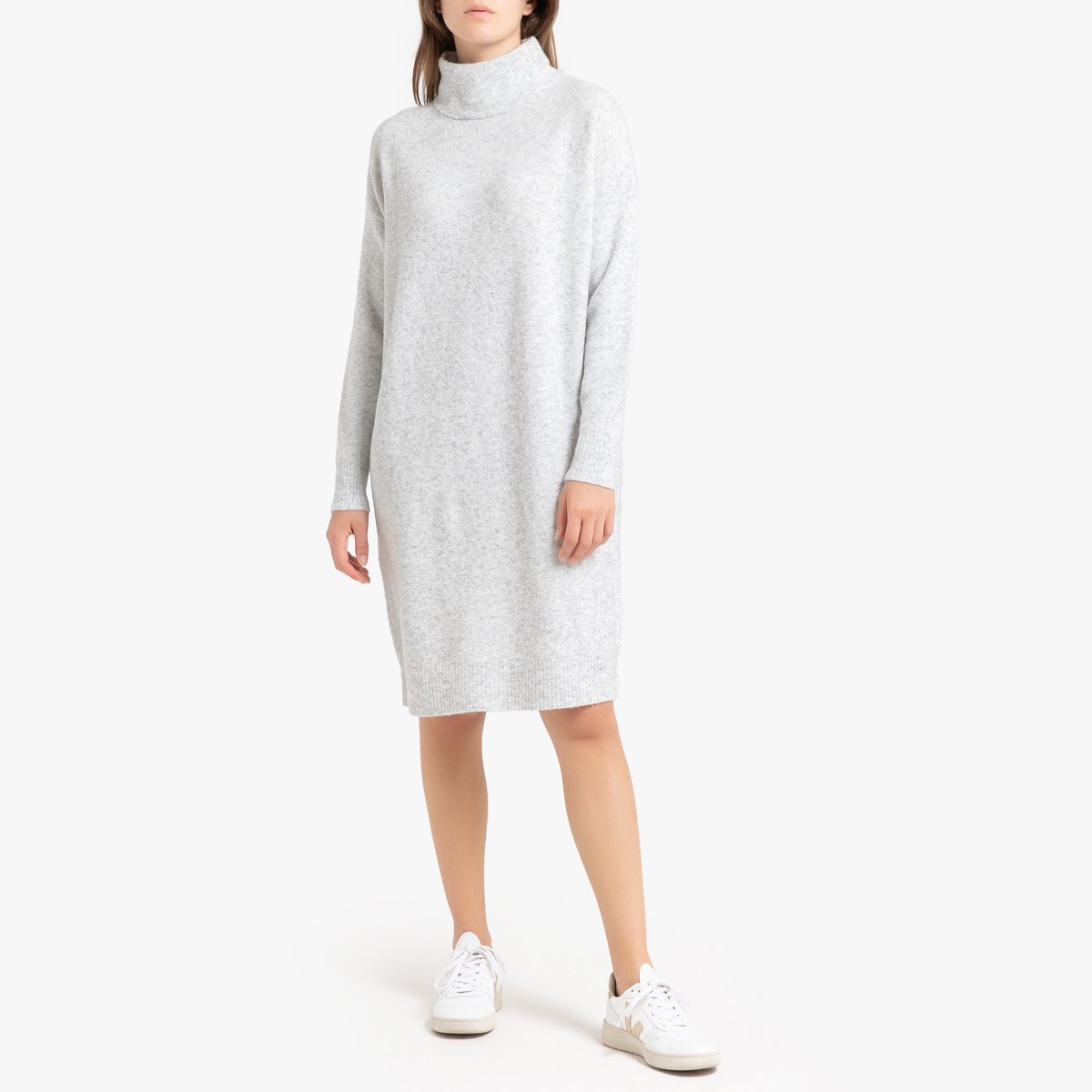 Платье-пуловер La Redoute Длинное с длинными рукавами DAMSVILLE XS/S серый, размер XS/S Длинное с длинными рукавами DAMSVILLE XS/S серый - фото 2