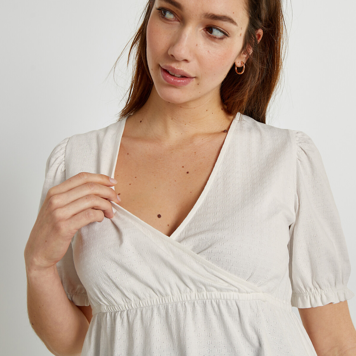 Блузка для периода беременности из трикотажа джерси с вышивкой  XL белый LaRedoute, размер XL - фото 3