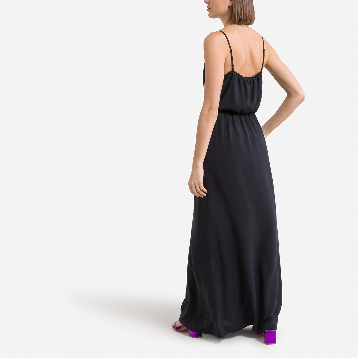 Платье Длинное на бретелях 46 черный LaRedoute, размер 46 - фото 4