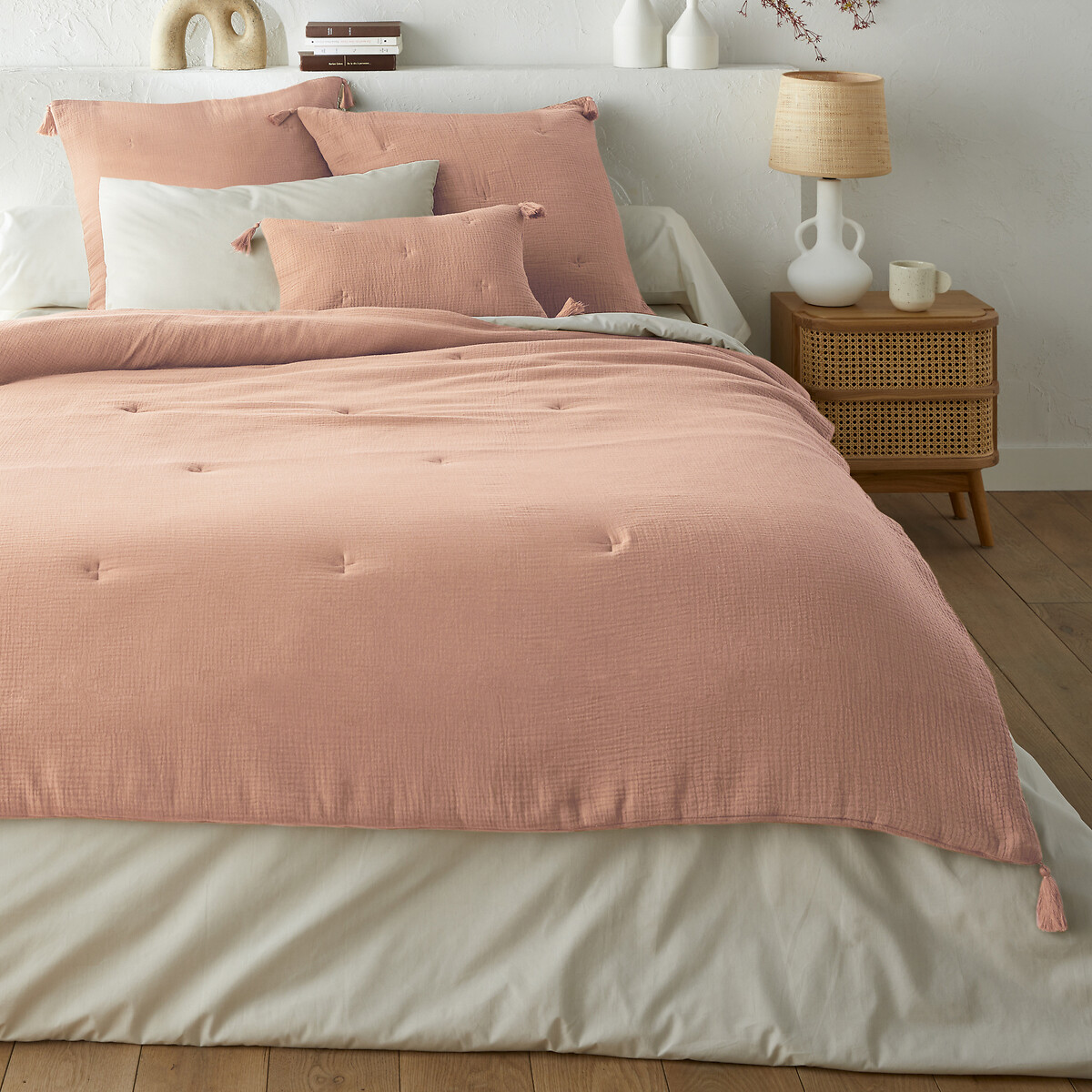 Одеяло из хлопчатобумажной газовой ткани Kumla 90 x 190 см розовый сумка для пеленания из хлопчатобумажной газовой ткани с принтом callas единый размер розовый