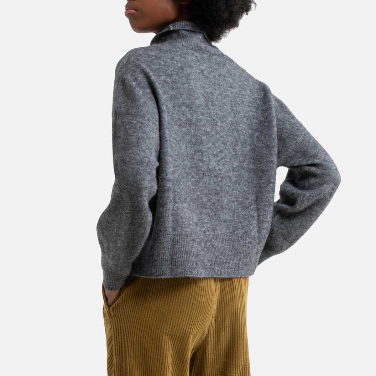 Пуловер La Redoute С воротником-стойкой из плотного трикотажа L серый, размер L - фото 3