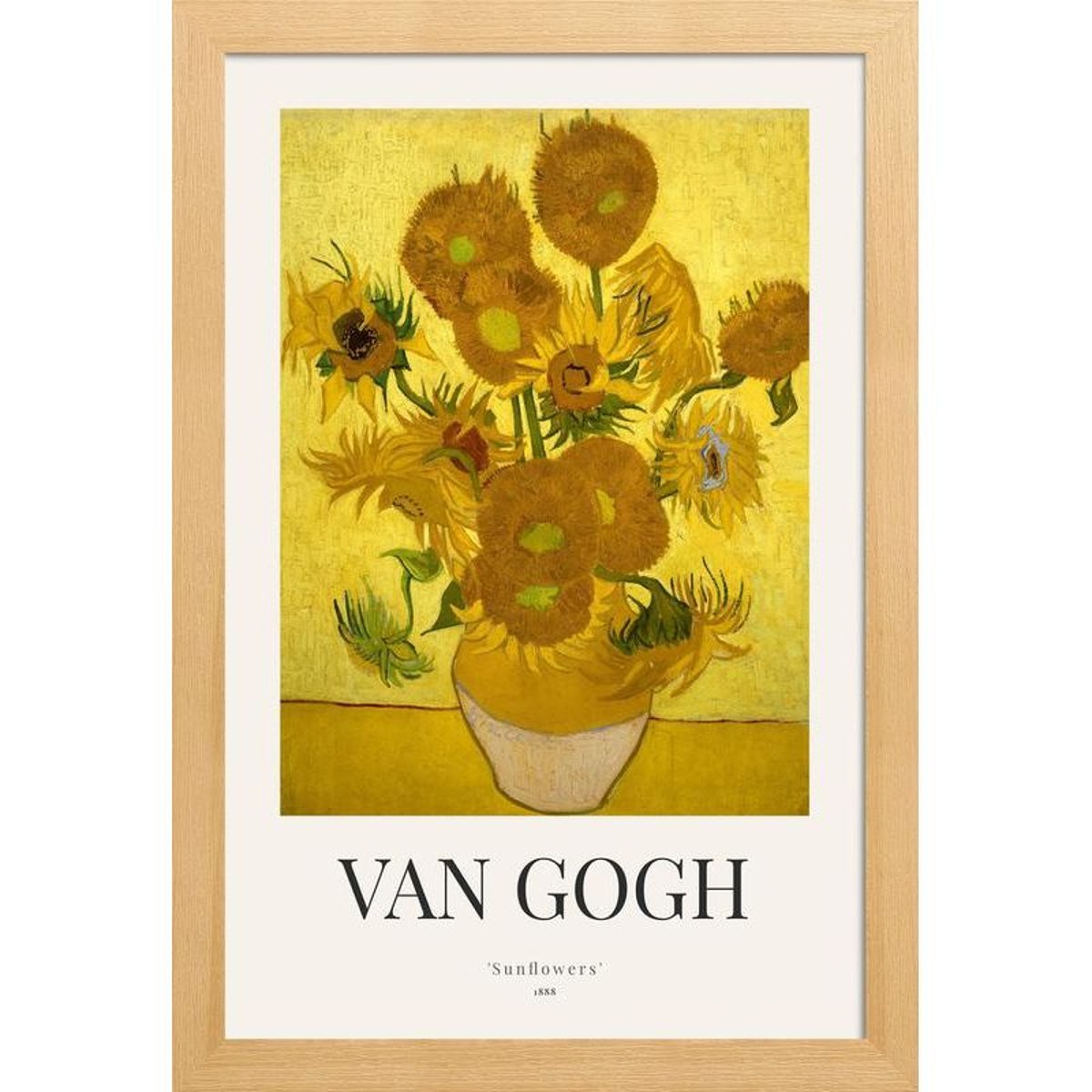 Poster - van Gogh - Sunflowers - Vincent Van Gogh en Blanc ivoire & Jaune
