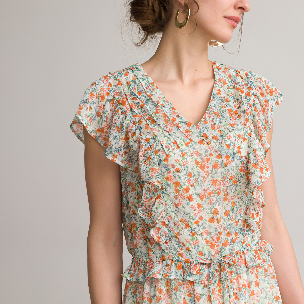 Платье ANNE WEYBURN Длинное расклешенное с цветочным принтом 42 разноцветный, размер 42 - фото 2