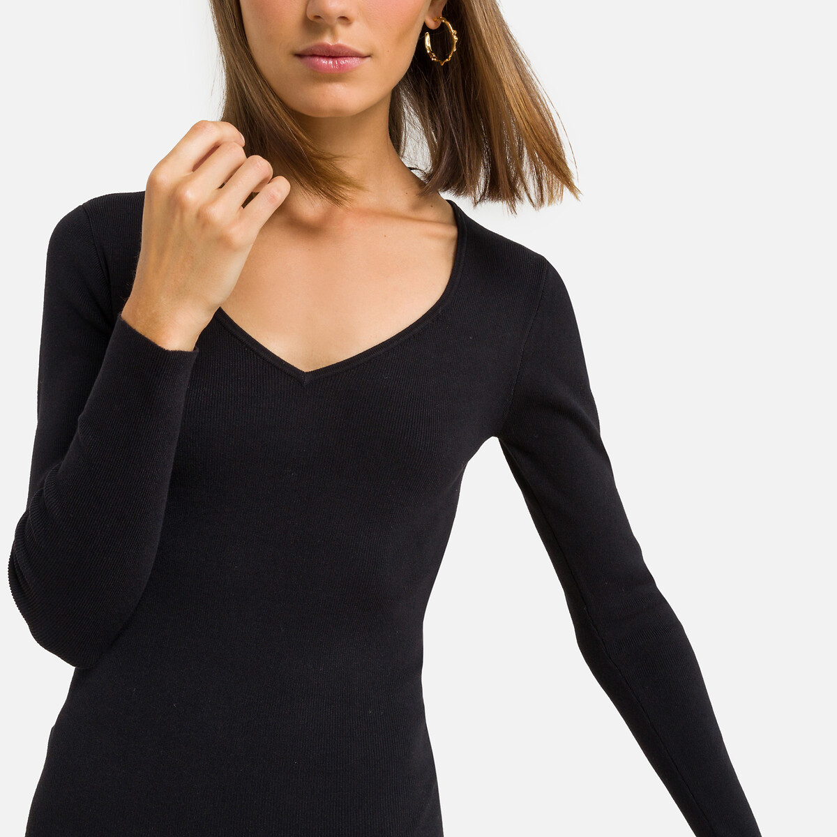 Платье-пуловер JDY Платье-пуловер С V-образным вырезом XS черный, размер XS - фото 3