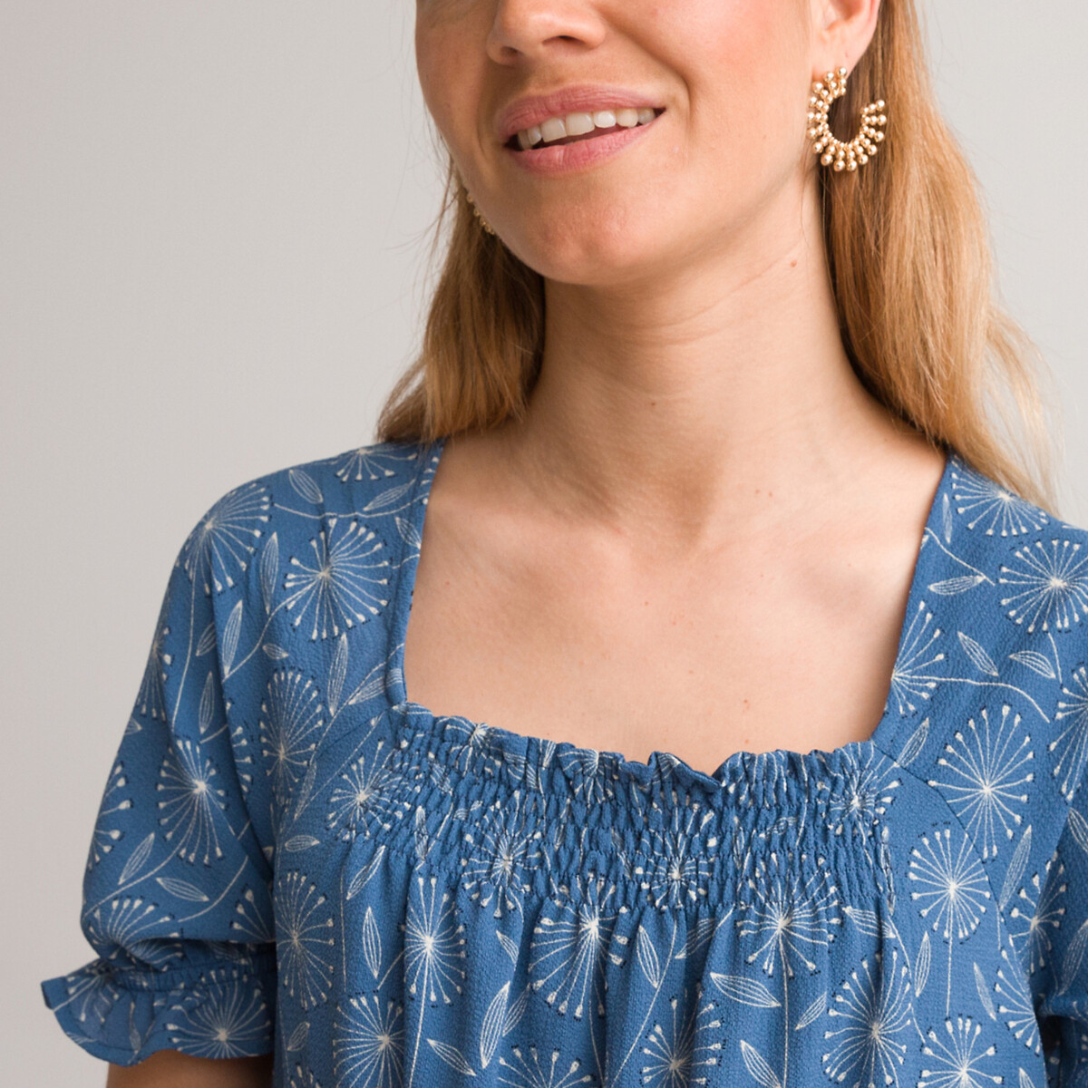 Платье-миди Расклешенное с цветочным принтом 58 синий LaRedoute, размер 58 - фото 3