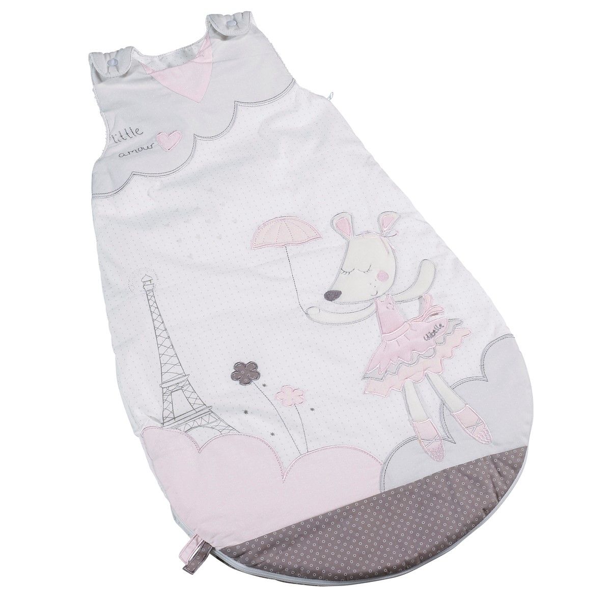 Gigoteuse Ouatinée Blanche et Rose Lilibelle 0-4 mois Sauthon