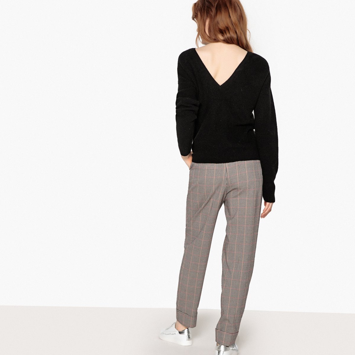 Пуловер La Redoute С V-образным вырезом сзади или спереди из кашемира L черный, размер L - фото 4