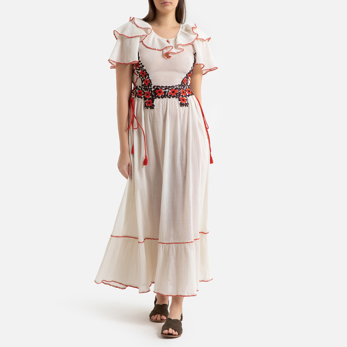 

Платье La Redoute, Бежевый, Длинное с воланами короткие рукава PAOLA 38 (FR) - 44 (RUS) бежевый