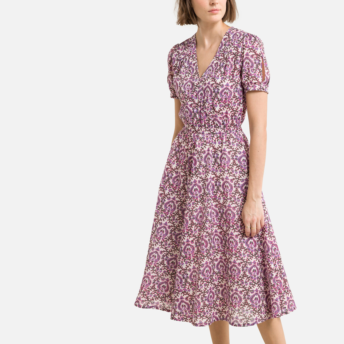 Платье LEON & HARPER с принтом и запахом RULY S фиолетовый, размер S - фото 1