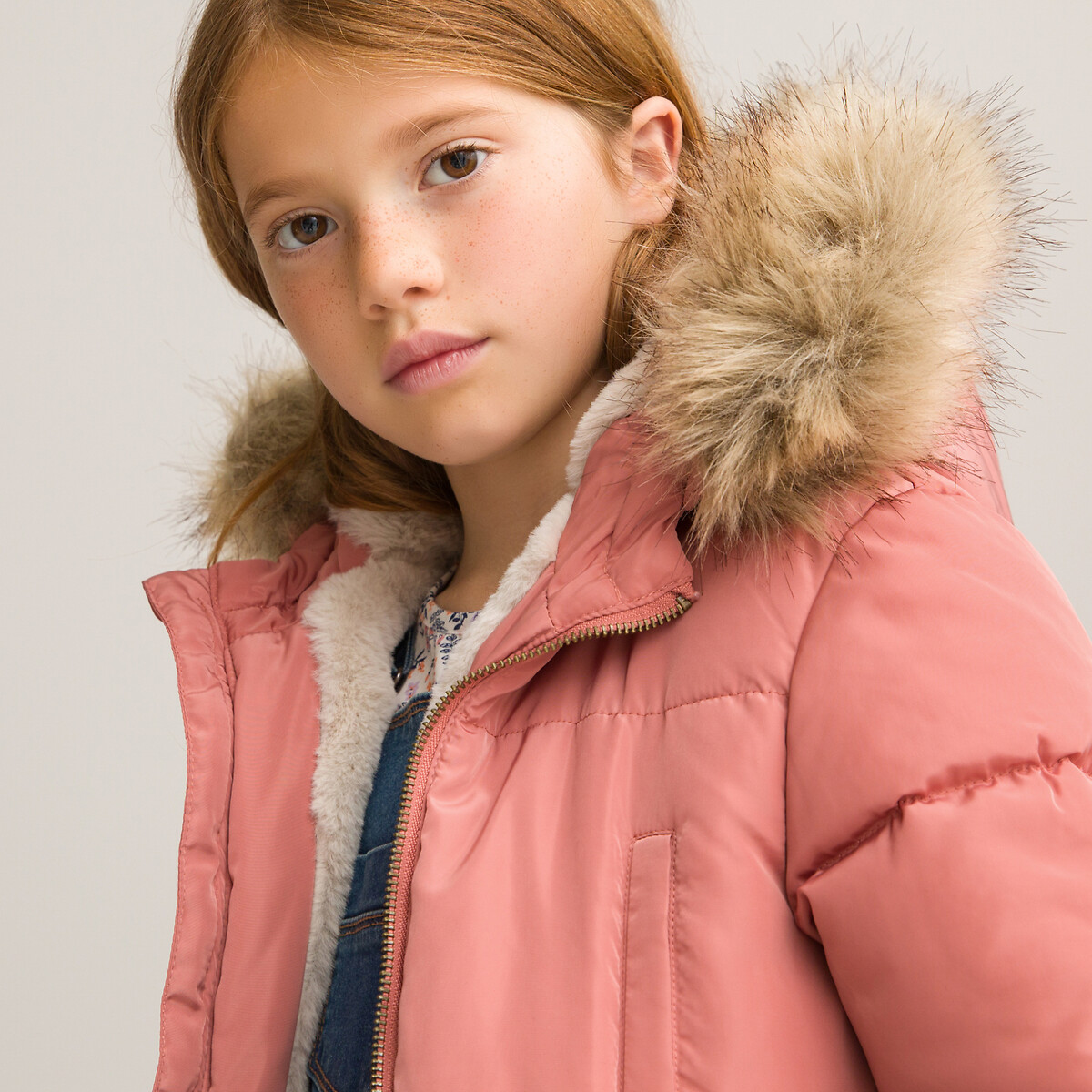 Куртка LA REDOUTE COLLECTIONS Утепленная с капюшоном 3-12 лет 5 лет - 108 см розовый, размер 5 лет - 108 см