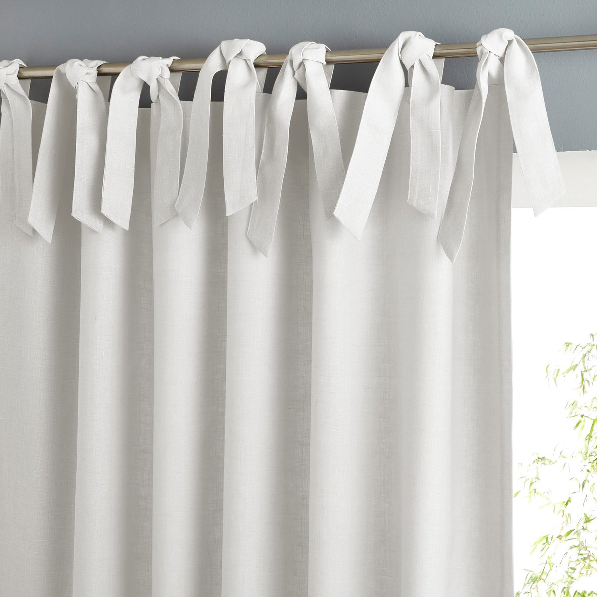 Image of Colin Single Linen Lined Curtain with Tie Top