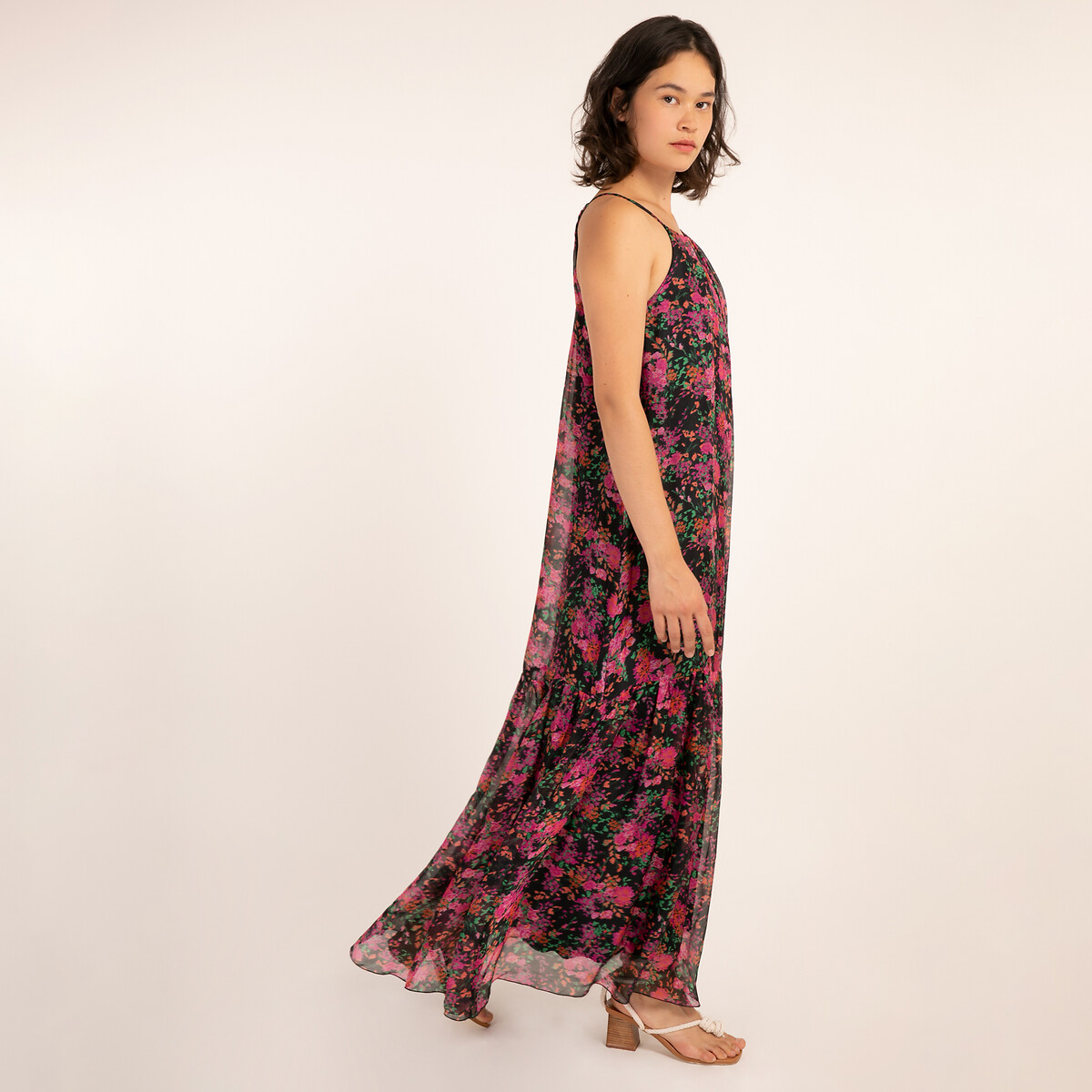 Платье LaRedoute С принтом длинное на тонких бретелях ANETH S розовый, размер S - фото 4