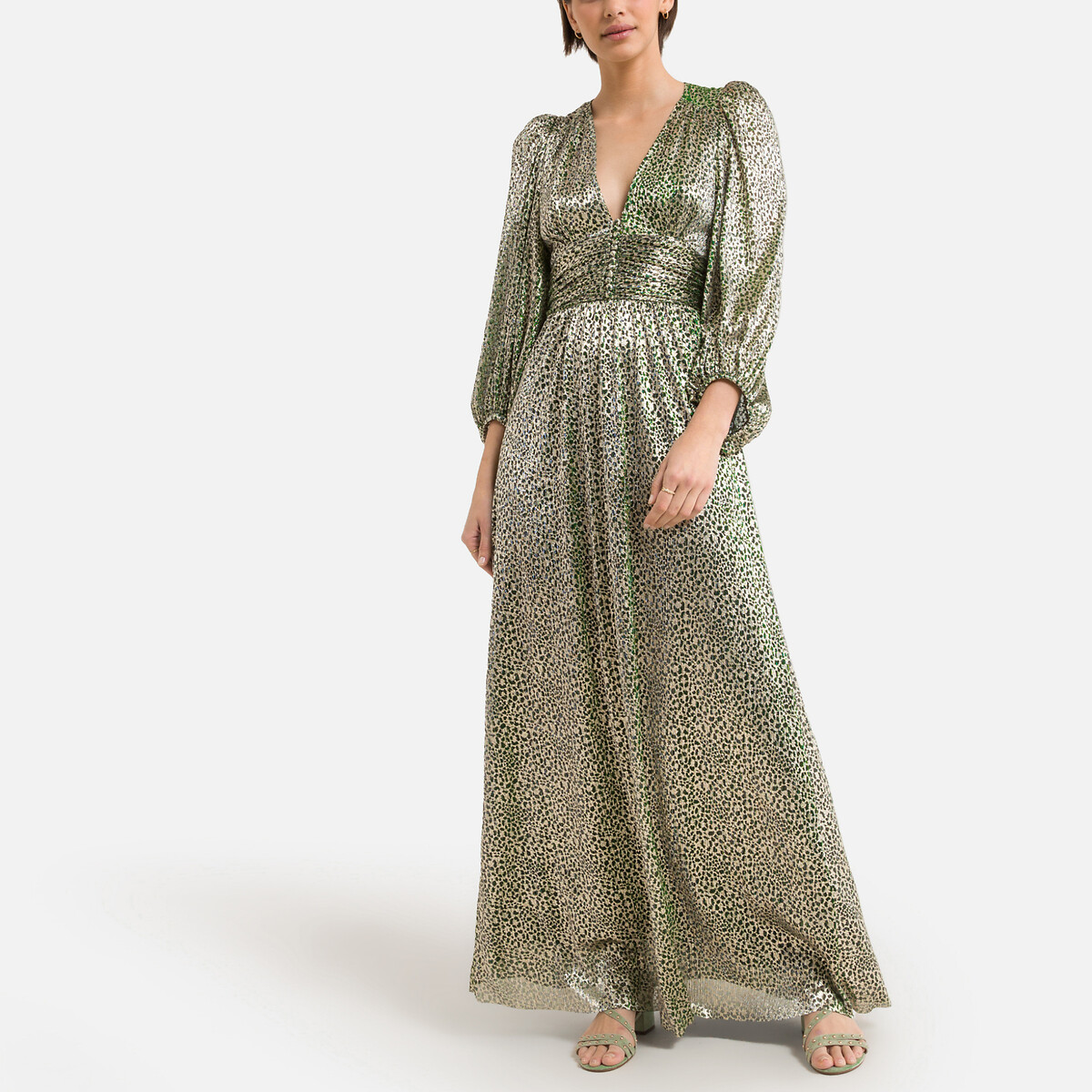Платье BA&SH Длинное с принтом CELIE 3(L) зеленый, размер 3(L) Длинное с принтом CELIE 3(L) зеленый - фото 1