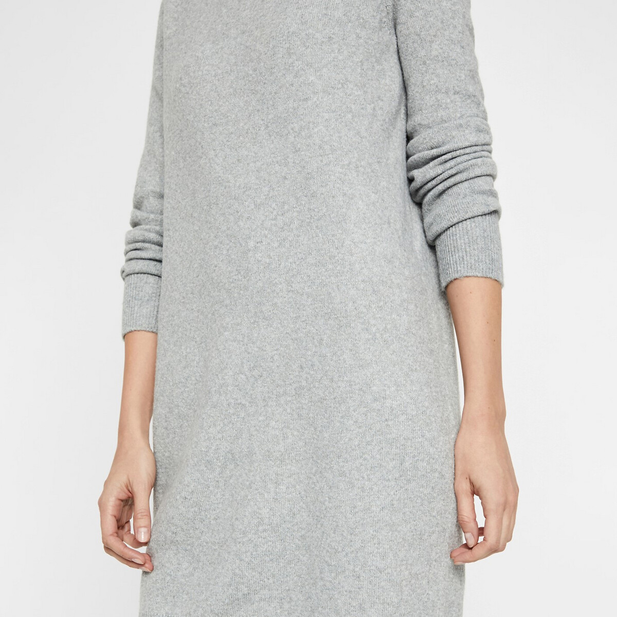 Платье-пуловер короткое круглый вырез прямой покрой  XL серый LaRedoute, размер XL - фото 4