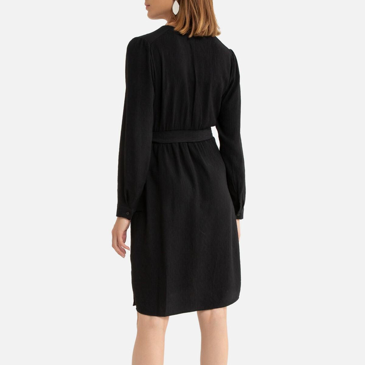 Платье La Redoute С запахом короткое длинные рукава 0(XS) черный, размер 0(XS) С запахом короткое длинные рукава 0(XS) черный - фото 4